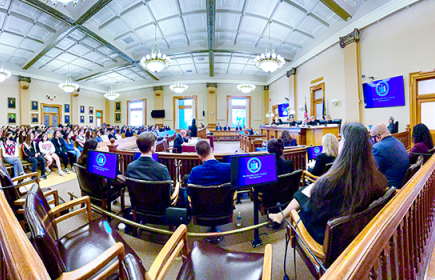 a panoramic view of the court of appeals in session
